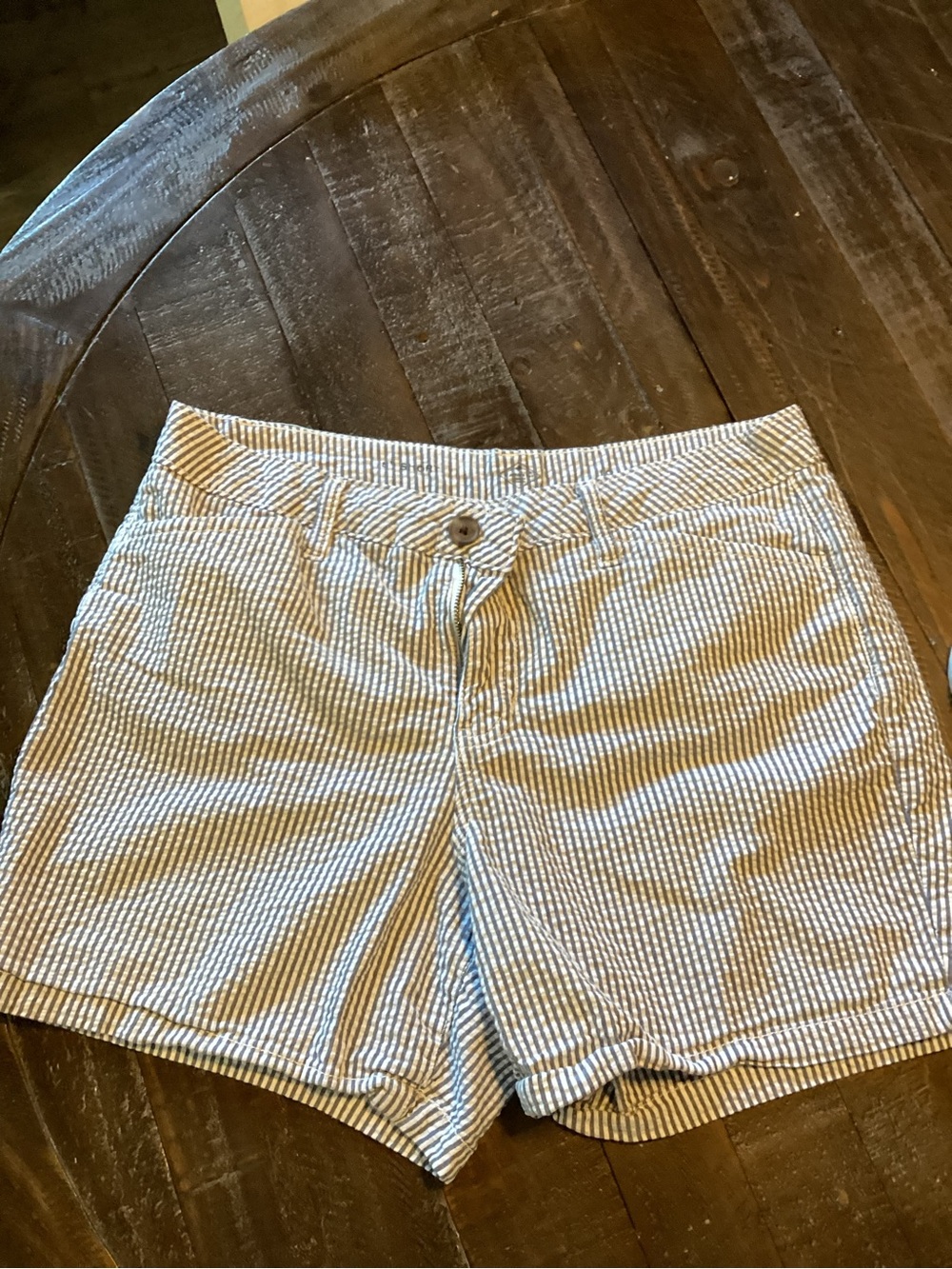 St. John’s Bay Blue & White Striped High-Waist Shorts